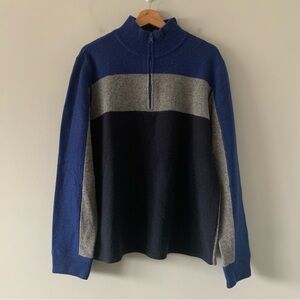 Express Lambswool Sweater Mens L 1/4 Zip Colorblock Preppy Outdoor Knit Pullover